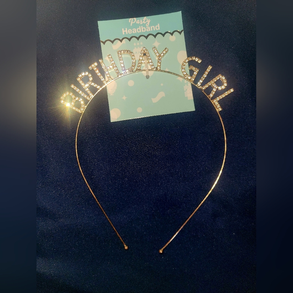 Gold Rhinestone "Birthday Girl" headbands